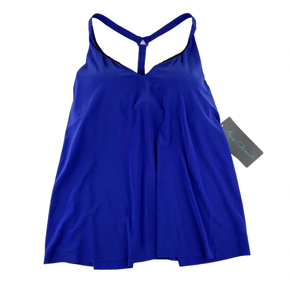 New Aqua Green Racerback Tankini Top Blue Draped 20W